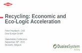 Recycling: Economic and Eco-Logic Acceleration€¦ · Recycling: Economic and Eco-Logic Acceleration Peter Heydasch, CAE Dow Europe GmbH ... Blown Film •Standard 6-7 KTA •Barrier