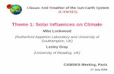 Theme 1: Solar Influences on Climate - Boston UniversityTheme 1: Science Issues C A W S E S Confirmation and quantification of solar amplification factor Origin of solar amplification