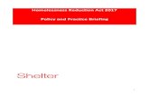 Homelessness Reduction Act 2017 Policy ... - Shelter England · Shelter Legal Shelter Get Advice Online Shelter Local Hubs Shelter Homelessness and Housing Advice Consultancy Services