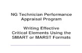 NG Technician Performance Appraisal Program Writing ...Appraisal Program Writing Effective Critical Elements Using the SMART MARST F tSMART or MARST Formats. Overview ... documentation