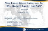 New Expenditure Guidelines for BSI, Student Equity, and SSSP · New Expenditure Guidelines for BSI, Student Equity, and SSSP. Webinar. March 2, 2017. Kirsten Corbin – Dean, Academic