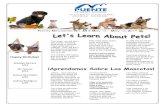 ¡Aprendamos Sobre Las Mascotas! - puente.org€¦ · mascotas! Los niños aprenderán qué tipos de animales hacen buenas mascotas. También, los niños aprenderán entre los animales
