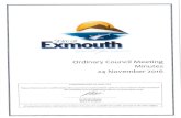 Shire of Exmouth€¦ · Shire of Exmouth Ordinary Council Meeting - Minutes 24 November 2016 Page 8 7. CONFIRMATION OF MINUTES OF PREVIOUS MEETINGS That the Minutes of the Ordinary
