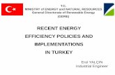 RECENT ENERGY EFFICIENCY POLICIES AND IMPLEMENTATIONS IN ...€¦ · RECENT ENERGY EFFICIENCY POLICIES AND IMPLEMENTATIONS IN TURKEY T.C. MINISTRY of ENERGY and NATURAL RESOURCES