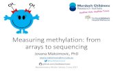 Talk outline - Bioinformaticsbioinformatics.org.au/ws17/wp-content/uploads/sites/13/2016/02/Jo… · Talk outline •Epigenetics •DNA methylation •Measuring DNA methylation •Methylation