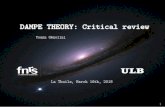 DAMPE THEORY: Critical review · DAMPE THEORY: Critical review Yoann Génolini La Thuile, March 16th, 2018 1