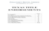 TEXAS TITLE ENDORSEMENTS - MortgageLaw Title Endorsements … · TEXAS TITLE ENDORSEMENTS Page(s) T-5 (Leasehold) 1-2 T-17 (PUD) 3 T-19 (Restrictions, Encroachments & Minerals) 4-5