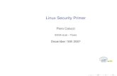 Linux Security Primer - SISSA People Personal Home Pagescalucci/linux_security/linux... · 2007-12-19 · Linux Security Primer Piero Calucci Security what? Password Selection Storage