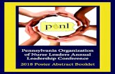 2018 Poster Abstract Booklet - Wild Apricot · POSTER ABSTRACT BOOKLET 2018 PONL ANNUAL NURSING LEADERSHIP CONFERENCE 2018 POSTER TITLES 1. Talk to Me for Ten – Vincent Burkhimer,
