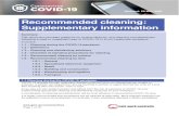 Recommended cleaning: Supplementary information · at workplaces with a high volume of workers, customers or visitors that are likely to touch surfaces. You should prioritise cleaning