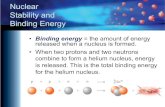Nuclear Stability and Binding Energy - An Introduction to ... · Energy •The binding energy per nucleon, which is the total binding energy divided by the number of nucleons (protons