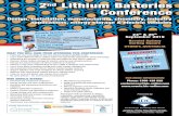 2nd Lithium Batteries Conference - IDC · The event will focus on lithium battery design, installation, manufacturing, chemistry, energy storage, electrical vehicles, charging stations