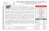 WISE BAPTIST NEWS June 7, 2016.pdf · extended to Roger Viers in the loss of his sister, Carol Cox, who passed away on June 4. We also extend our deepest sympathy and prayers to Bob