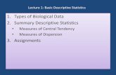 Mathematics for the Life Sciences - 1. Types of Biological Data 2. Summary Descriptive ... · 2014-08-01 · Types of Biological Data 2. Summary Descriptive Statistics • Measures