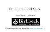 Emotions and SLA · 2016-12-09 · Emotion & SLA • MacIntyre (2002): “attitudes alone are not sufficient to support motivation! To understand differences between un/engaged learner,