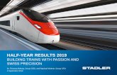 HALF-YEAR RESULTS 2019 - Stadler Rail · HALF-YEAR RESULTS 2019 Dr. Thomas Ahlburg, Group CEO, and Raphael Widmer, Group CFO ... Very High Speed High Speed Intercity Regional / Suburban