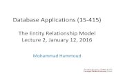 Database Applications (15-415)mhhammou/15415-s16/lectures/Lect… · Database Applications (15-415) The Entity Relationship Model Lecture 2, January 12, 2016 Mohammad Hammoud . Today…