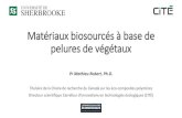 Matériaux biosourcés à base de pelures de végétaux · Matériaux biosourcés à base de pelures de végétaux Pr Mathieu Robert, Ph.D. Titulaire de la Chaire de recherche du