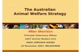 The Australian Animal Welfare Strategy · 2018-11-30 · The Australian Animal Welfare Strategy Allan Sheridan Principal Veterinary Officer DAFF Animal Welfare Unit ... in final decision