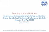 Macroprudential Policies - Bank Indonesia · •The Dec 2016 review of the experience with the Institutional View •The IMF’s macroprudential framework (Key Aspects and Staff Guidance