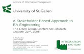A Stakeholder Based Approach to EA Engineering · A Stakeholder Based Approach to EA Engineering The Open Group Conference, Munich, October 22nd, 2008 Dr. Stephan Aier ... Business-IT-Alignment