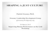 Sweeney CREATING A JUST CULTURE 26 March Human Performance... SHAPING A JUST CULTURESHAPING A JUST CULTURE Patrick Sweeney Ph DPatrick Sweeney, Ph.D. SLdhiDl tGSweeney Leadership Development