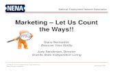 Marketing – Let Us Count the Ways!! · 2019-09-18 · Marketing – Let Us Count the Ways!! Diana ... Granite State Independent Living NENA’s 9 th Annual National Training Conference