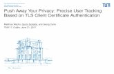 Push Away Your Privacy: Precise User Tracking Based on TLS ... · TLS 1.2 handshake does not encrypt certiﬁcates Known for a long time... Client Server ClientHello,., Finished Finished