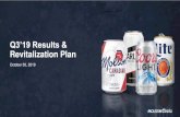 Q3’19 Earnings Results & Revitalization Plan · Increase marketing spend and innovation capabilities Rapidly shifting drinking preferences and behaviors Innovation and direct customer