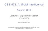 CSE 573: Artificial Intelligence · Alpha-Beta Pruning Properties This pruning has no effect on final result at the root Values of intermediate nodes might be wrong! but, they are