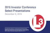 2016 Investor Conference Select Presentations · 2016 Investor Conference | Select Presentations L-3 Proprietary 9 • Rotary and Fixed Wing Aircraft Maintenance • 5th Generation