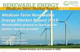 Medium-Term Renewable Energy Market Report 2015 · Medium-Term Renewable Energy Market Report 2015 and the New Policies Scenario of the World Energy Outlook 2015. 0. 200. 400. 600.