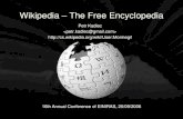 Wikipedia – free encyclopedia › wikipedia › commons › 9 › 90 › ... 13 / 20 Quality surveys •c’T(2004): Wikipedia gegen Brockhaus und Encarta –Wikipedia 3.8 pts, both