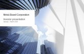 MetsäBoard Corporation Investor presentation · 3 Metsä Board in brief Folding boxboard 56 % White kraftlainer 26 % Market pulp 18 % FY 2018: EUR 1,944m EMEA 74 % Americas 19 %