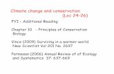 Climate change and conservation (Lec 24-26)Climate2).pdf · Climate change and conservation (Lec 24-26) FYI – Additional Reading Chapter 10 - Principles of Conservation Biology