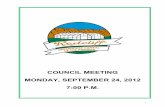 COUNCIL MEETING MONDAY, SEPTEMBER 24, 2012 7:00 P.M. · MONDAY, SEPTEMBER 24, 2012 – 7:00 P.M. REDCLIFF TOWN COUNCIL CHAMBERS AGENDA ITEM RECOMMENDATION 1. GENERAL A) Call to Order