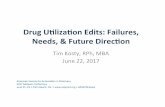 Drug U’liza’on Edits: Failures, Needs, & Future Direc’on · 2017-06-12 · American Society for Automaon in Pharmacy 2017 Midyear Conference June 21–23 • Palm Beach, Fla.