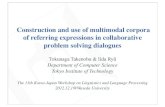 Construction and use of multimodal corpora of referring ... · ©2012 Tokunaga Takenobu@Korea-Japan Workshop (2012.12.1) Referring expressions 3 • A linguistic device referring