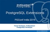 PostgreSQL - PGConf India · 2019-02-20 · Logical Replication: pglogical PostgreSQL core now has logical replication Publisher-subscriber model Pglogical extends the in-core features