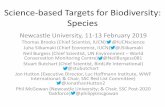 Science-based Targets for Species Biodiversity · 2019-02-19 · Science-based Targets for Biodiversity: Species Newcastle University, 11-13 February 2019 Thomas Brooks (Chief Scientist,