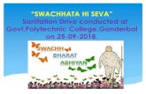 SWACHHATA HI SEVA” · 2018-10-23 · “SWACHHATA HI SEVA” Sanitation Drive conducted at Govt.Polytechnic College,Ganderbal on 25-09-2018.