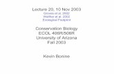 Conservation Biology ECOL 406R/506R University of …eebweb.arizona.edu/Courses/Ecol406R_506R/406_lect20...Lecture 20, 10 Nov 2003 Groves et al. 2002 Walther et al. 2002 Ecological