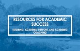 RESOURCES FOR ACADEMIC SUCCESS · •Writing assistance for any writing project at any stage. Library Research Center •Assistance locating information. resources. Speech Consultants