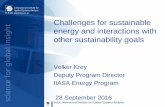 Challenges for sustainable energy and interactions with ... · Challenges for sustainable energy and interactions with other sustainability goals Volker Krey Deputy Program Director.