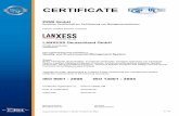 Zertifikatsentwurf Lanxess QM08 UM sindlk › ... › global_certificate_2010_01.pdfAnnex to Certificate Registration No. 004312 QM08 UM LANXESS Deutschland GmbH 51369 Leverkusen GERMANY