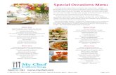 Special Occasions Menu - mychef.com Chef Special Occasions Menu.pdf · Mini Sweet Selections Finger Sweet Tray 48 pieces $72.95 Homemade Bar Cookie Tray 48 pieces $59.95 Cheesecake