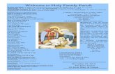 Welcome to Holy Family Parish · December 15, 2019 YOUR KIND DONATION **Needed for Budget—$5,000.00** Offertory 4435.00 Thank you for your offering.