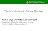 Kwame Nkrumah University of Science & Technology, Kumasi, … · 2019-12-27 · Critical Thinking Critical Thinking is the general term given to a wide range of cognitive and intellectual