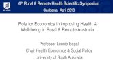 Role for Economics in improving Health & Well …...Role for Economics in improving Health & Well-being in Rural & Remote Australia 6th Rural & Remote Health Scientific Symposium Canberra