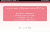 Implementation of Dictionaries Using AVL Tree …cs.indstate.edu/~kbalaraman/presen.pdfImplementation of Dictionaries Using AVL Tree Kanimozhi Balaraman Indiana State University Terre